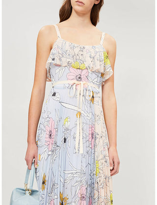 Topshop - Floral Print Midi Pleated Dress
