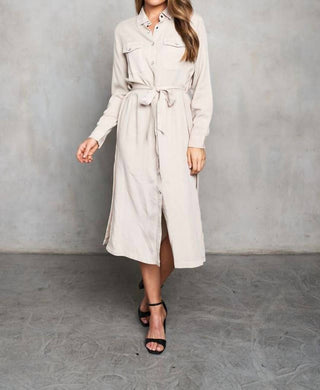 Paparazzi - Tencel Slub Long Sleeve Shirt Dress