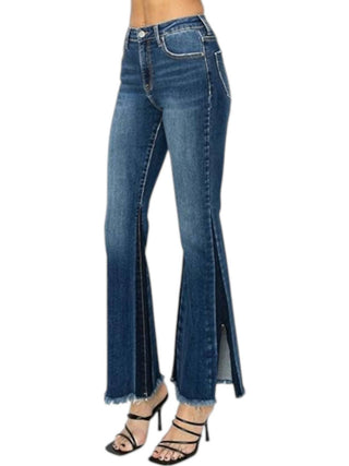Risen - Side Shadow Seam Detail Slit Flare Jeans