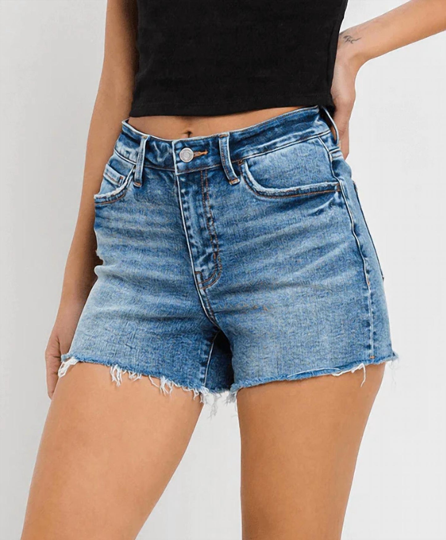Vervet By Flying Monkey - High Rise Raw Hem Denim Short