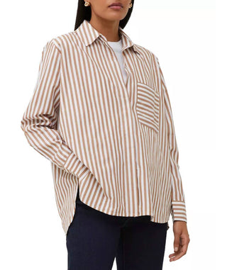 Lola New York - Woven Cotton Collar Neck Button Down Brown