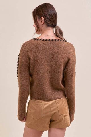 &Merci - Whip Stitch Two-tone Sweater