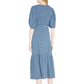 Ganni - SEERSUCKER SMOCKED MIDI DRESS