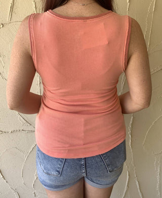 Pol - Button Front Tank With Lace Detail