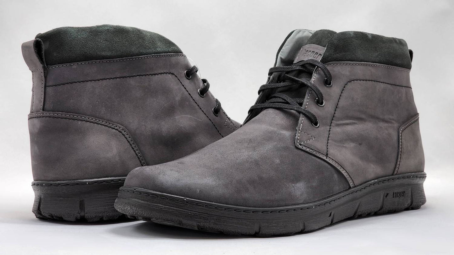 Kcr Group - Men's Thick Fur-Lined Zip-Up Nubuck Leather Boots