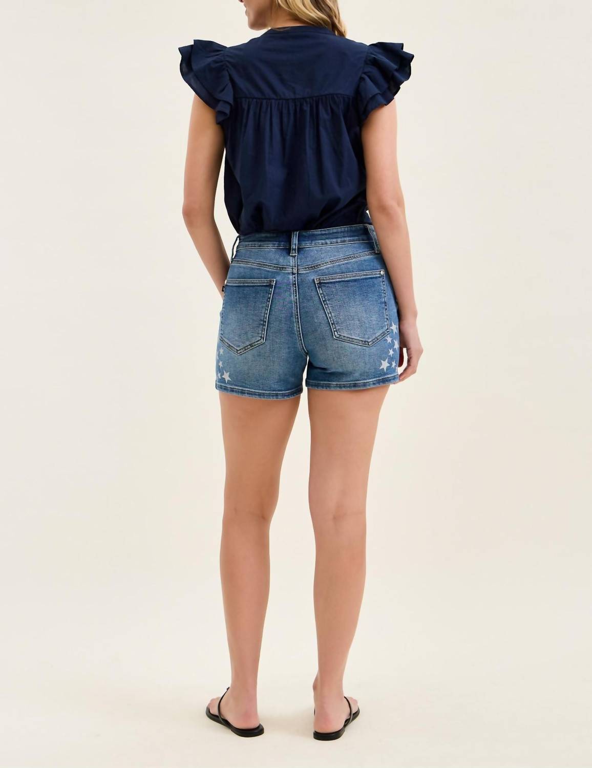 Judy Blue - High Waist Star Splatter Slim Denim Short