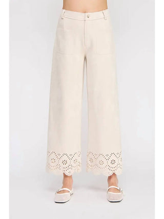Allie Rose - Suede Laser Cut Wide Leg Pants