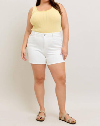 Judy Blue - High Waist Yoke And Rainbow Stitch Detail Denim Short