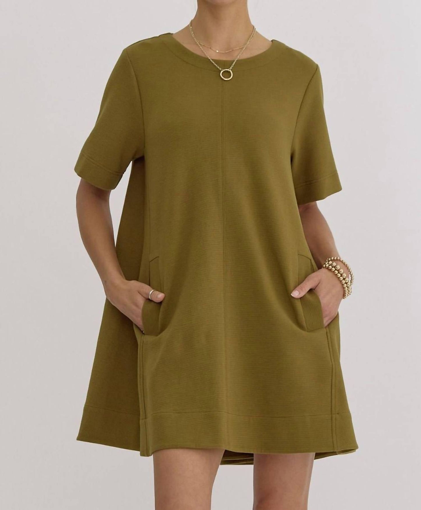 Entro - Solid Ribbed Mini Dress