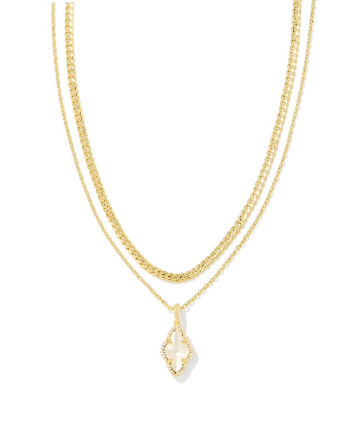 Kendra Scott - Abbie Pave Frame Multi Strand Necklace In Ivory Mother-of-pearl