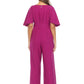 Joseph Ribkoff - Flutter Sleeves Wide Leg Jumpsuit