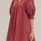 Entro - Plaid Puff Sleeve Holiday Dress
