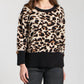 Apny - Leopard Pullover Sweater With Wide Cuffs