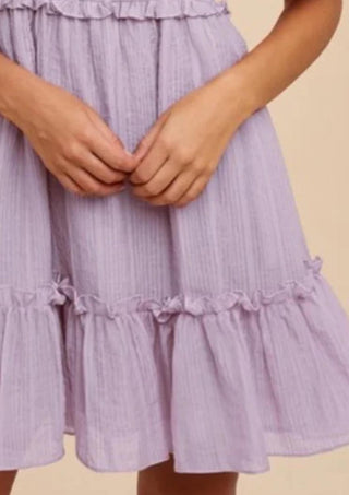 Anniewear - Smocking Bodice Elastic Tiered Mini Dress