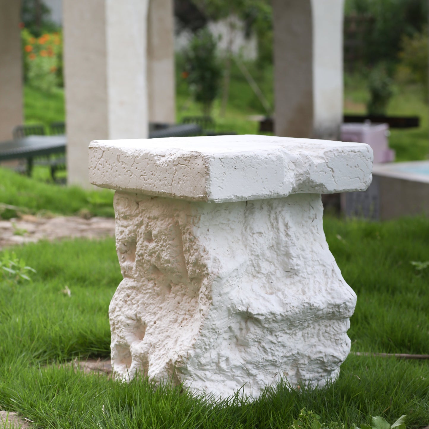 Talia Outdoor Patio Modern Artistry MGO Side Table, White