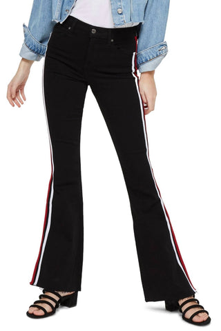 Topshop - Jamie Moto High Waisted Side Stripe Flare Jeans