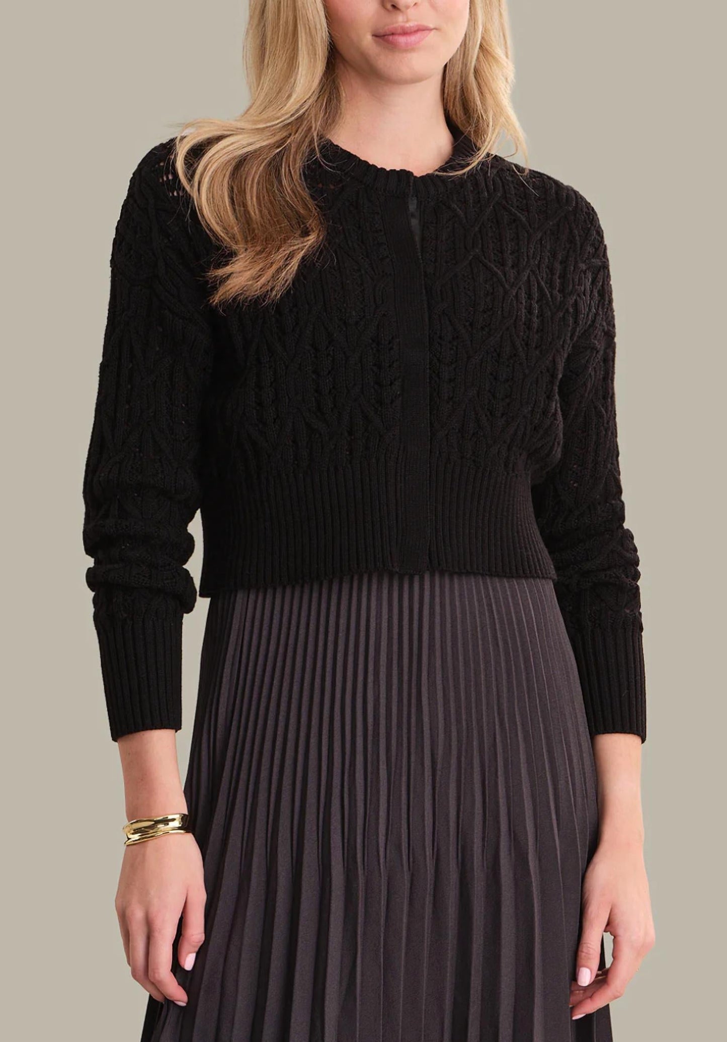 525 America - Amara Cropped Cable Cardigan