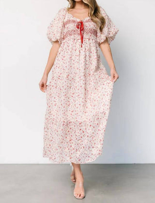 Baevely By Wellmade - Molly Floral Puff Sleeve Maxi Dress