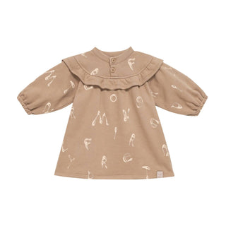 Omamimini - Girl's Terry Dress With Ruffled Yolk