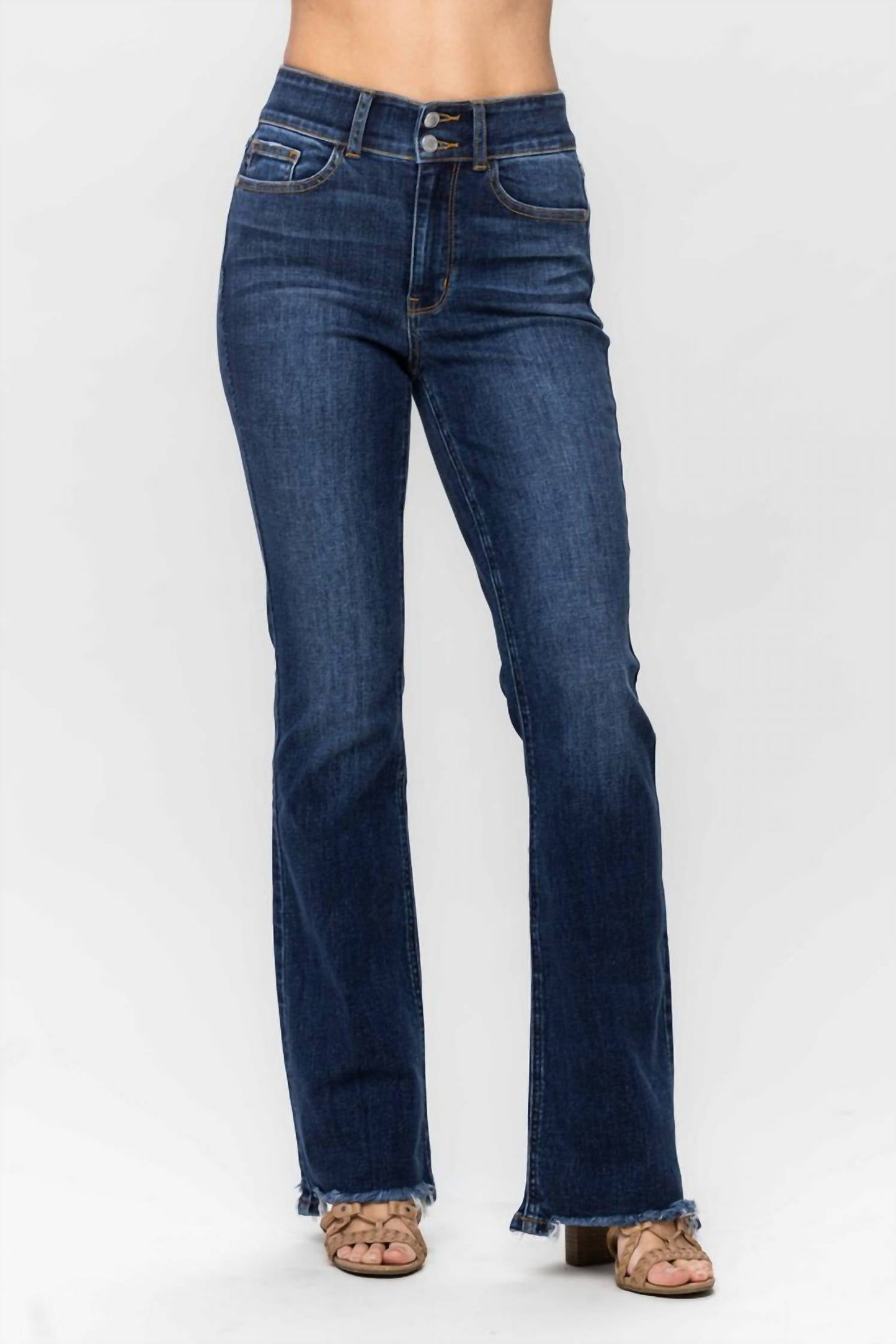 Judy Blue - High Waist Rayed Hem Bootcut Jeans