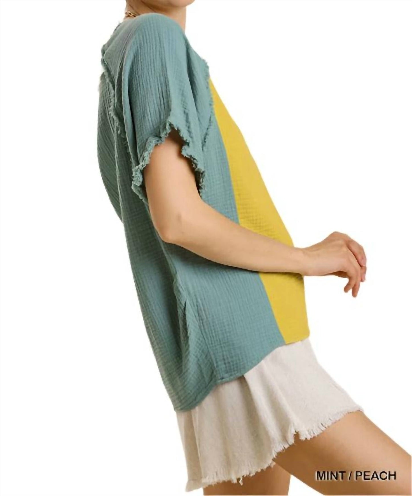 Umgee - Color Block Cotton Gauze Top
