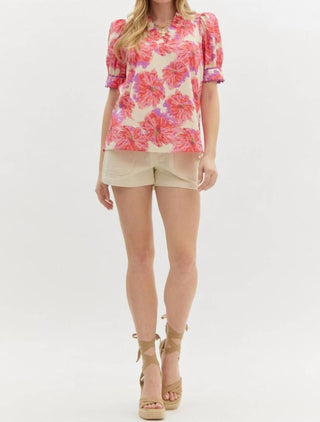 Entro - Floral Puff Sleeve Top