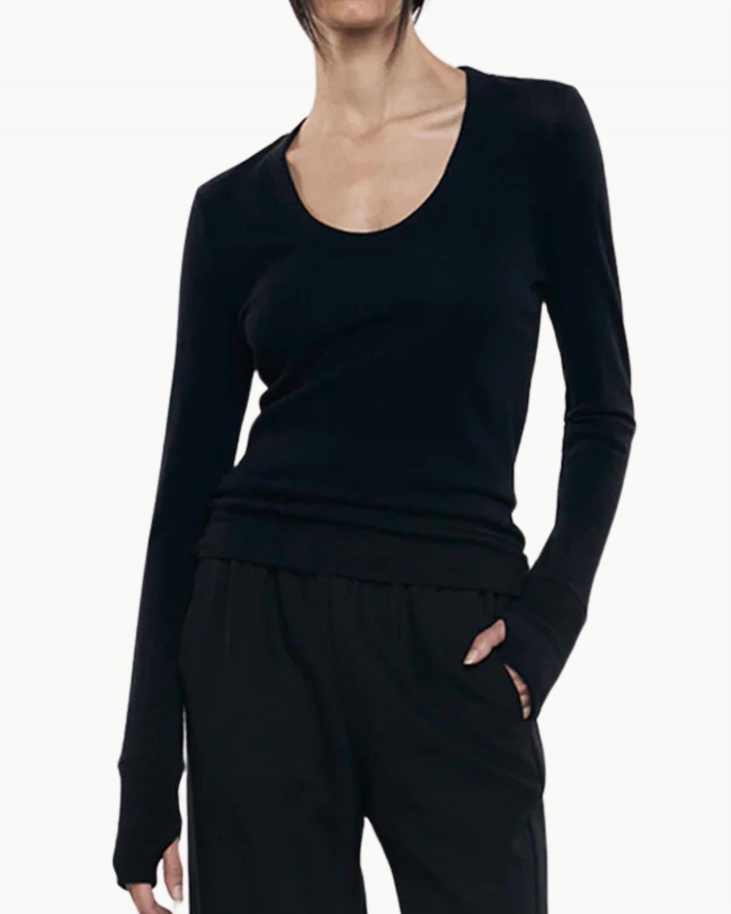 Enza Costa - Cashmere Easy Cuffed Scoop Neck Sweater
