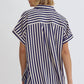 Entro - Striped Collared Button Up Top