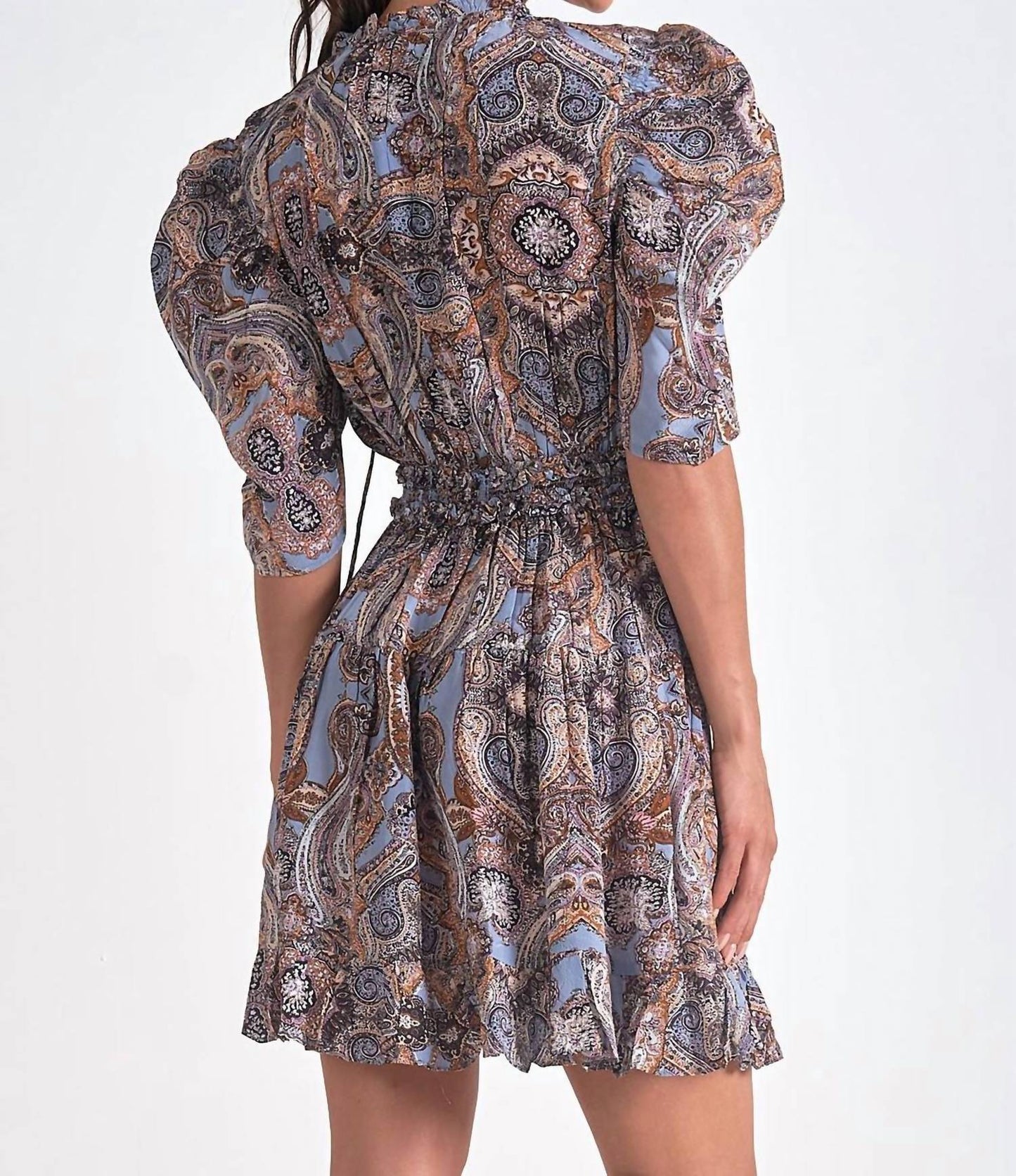 Elan - Short Sleeve High Neck Paisley Dress