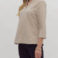 Entro - Faux Leather V-neck Pleather Blouse