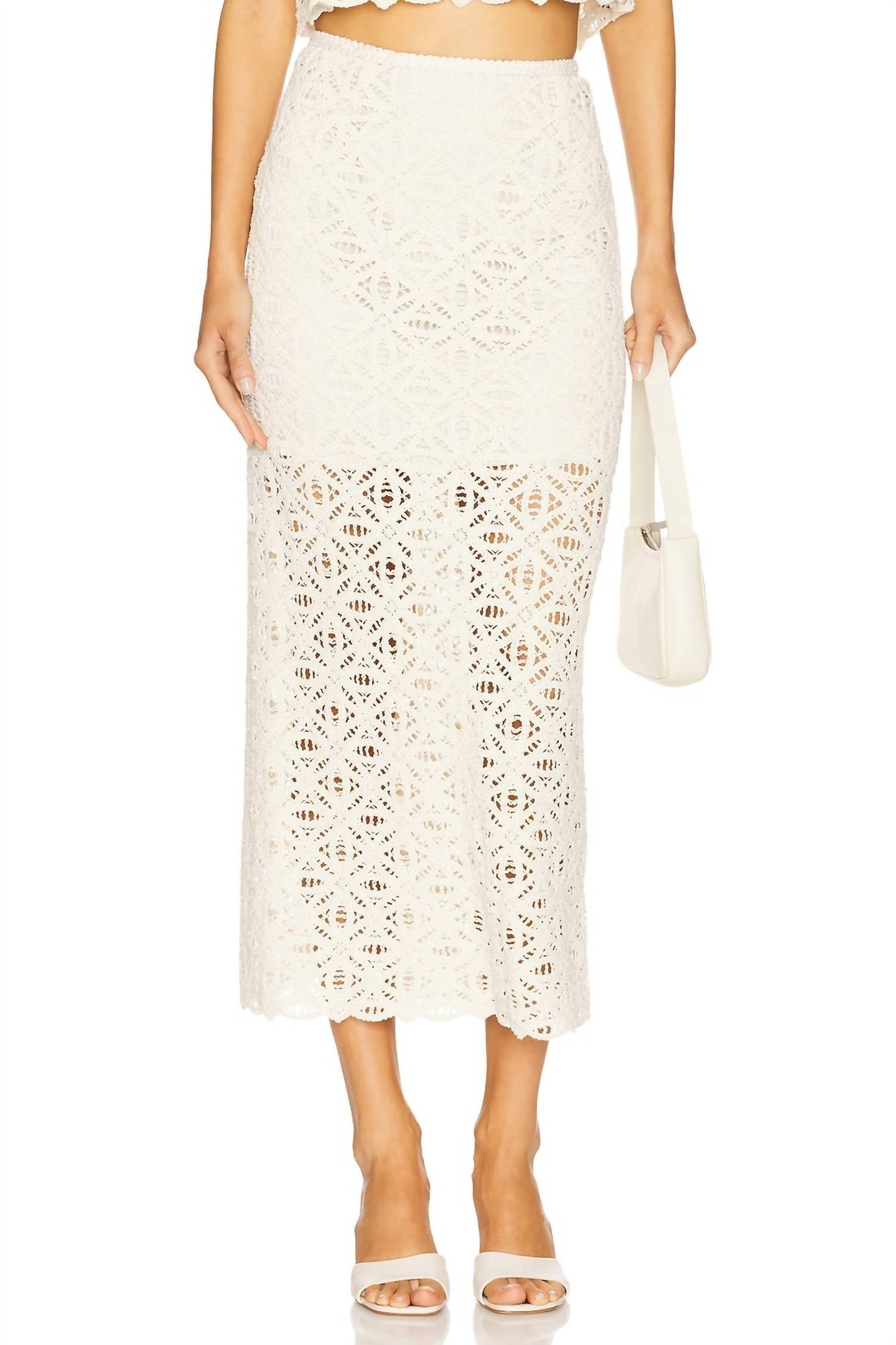 Sabina Musayev - Anaya Lace Textire Midi Skirt
