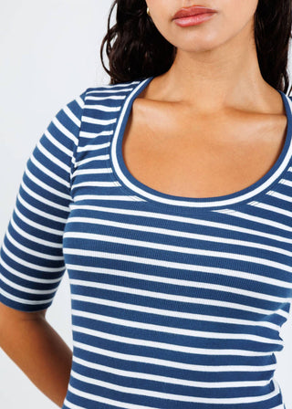Goldie - Women's Rebecca Striped Rib Half Sleeve Top