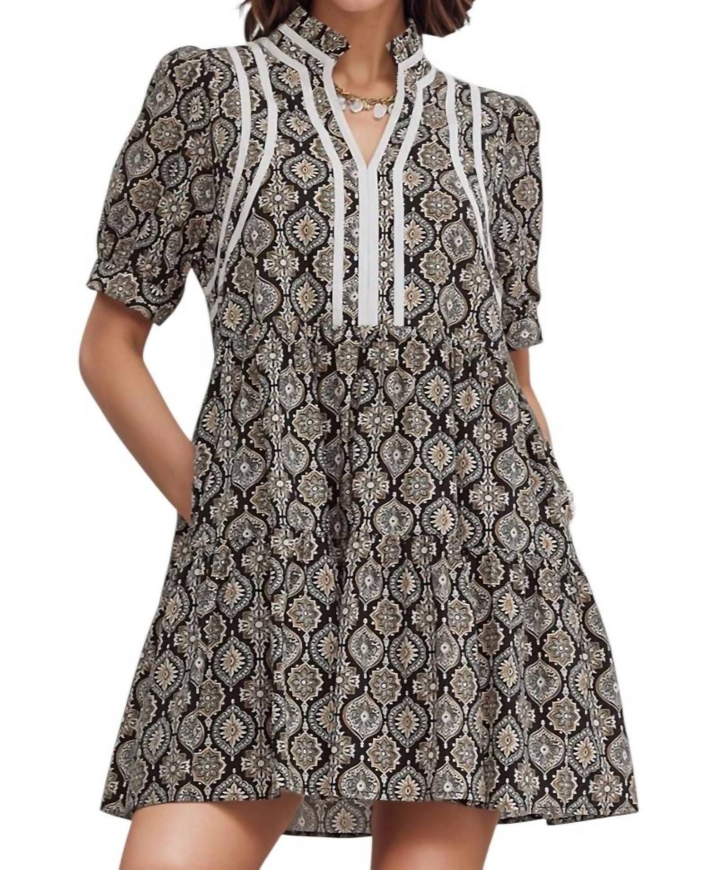 Entro - Katrina High Neck Babydoll Dress
