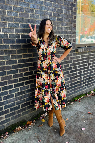 Apny - Long Tiered Dress With Elbow Sleeves