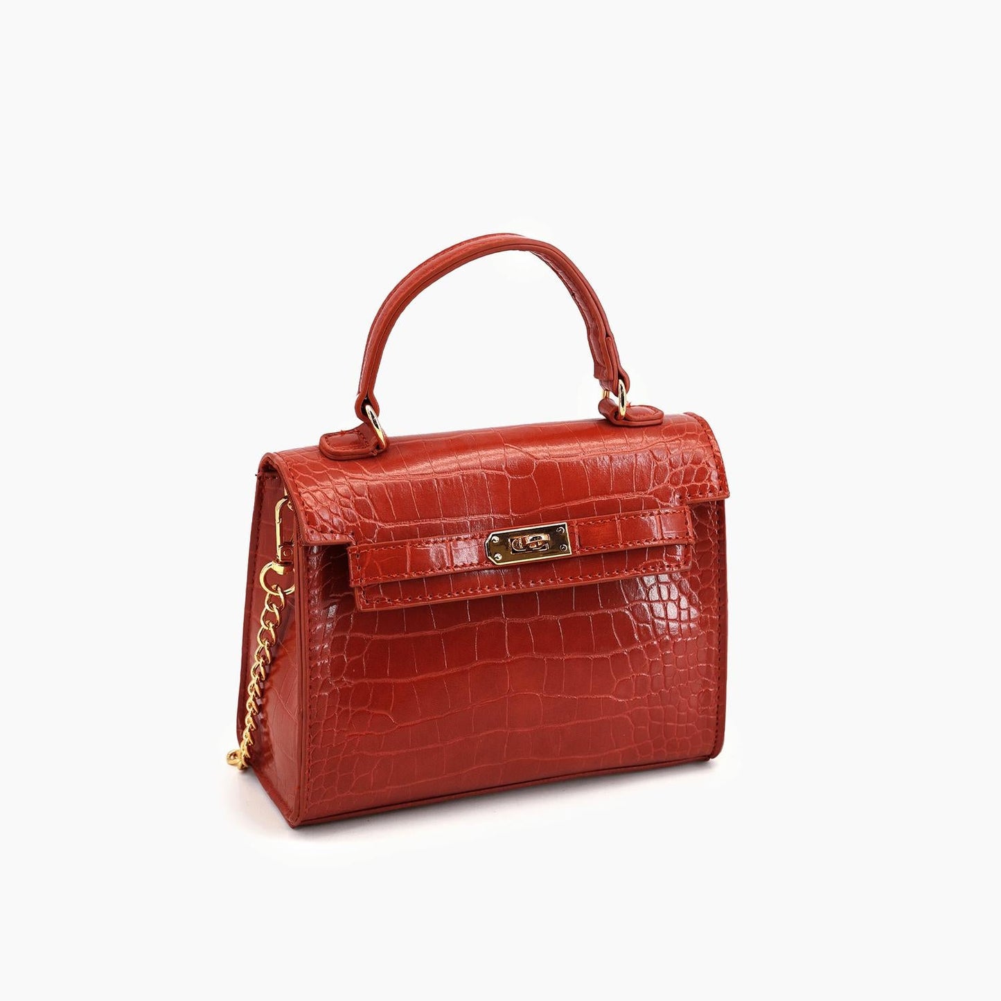 Like Dreams - Women's Lantern Faux Croc Crossbody Bag