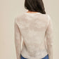 Hem & Thread - Floral Pattern Sheer Sweater Knit Top