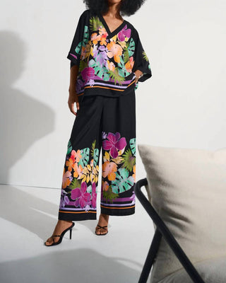 Joseph Ribkoff - Floral Print Three Quarter Sleeve Boxy Top