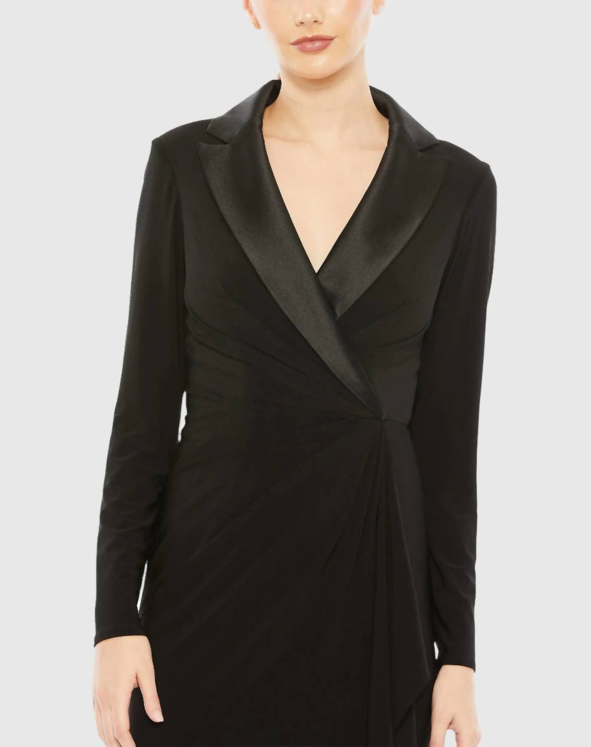 Ieena For Mac Duggal - Long Sleeve Tuxedo Gown