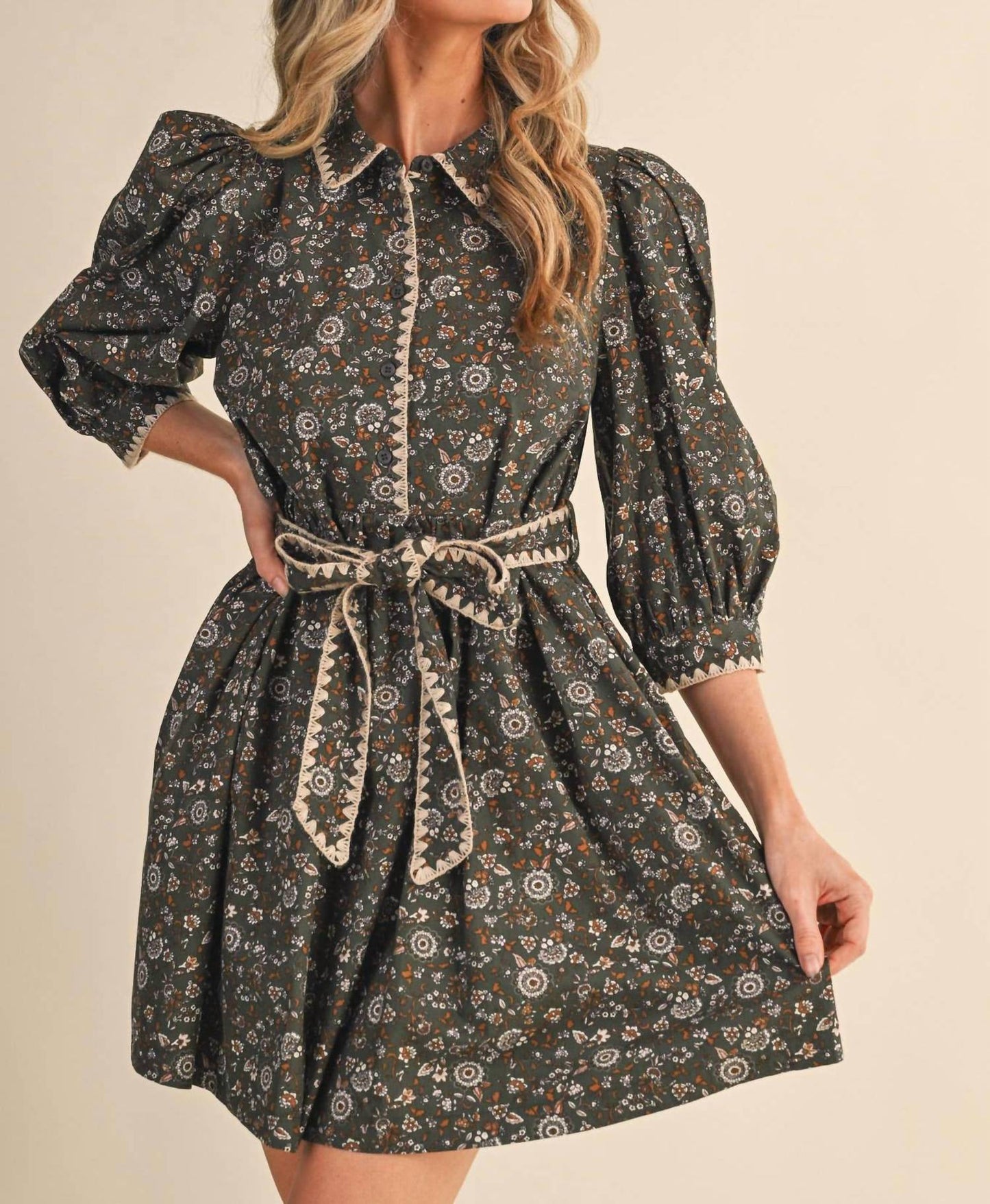 &Merci - Puff Sleeve Floral Mini Dress