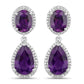 8.45 Carat Genuine Amethyst and White Diamond .925 Sterling Silver Earrings