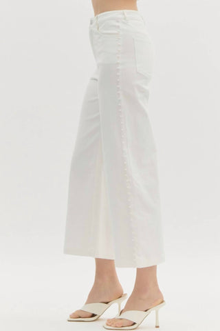 Entro - Pearl Detail Wide Leg Pants