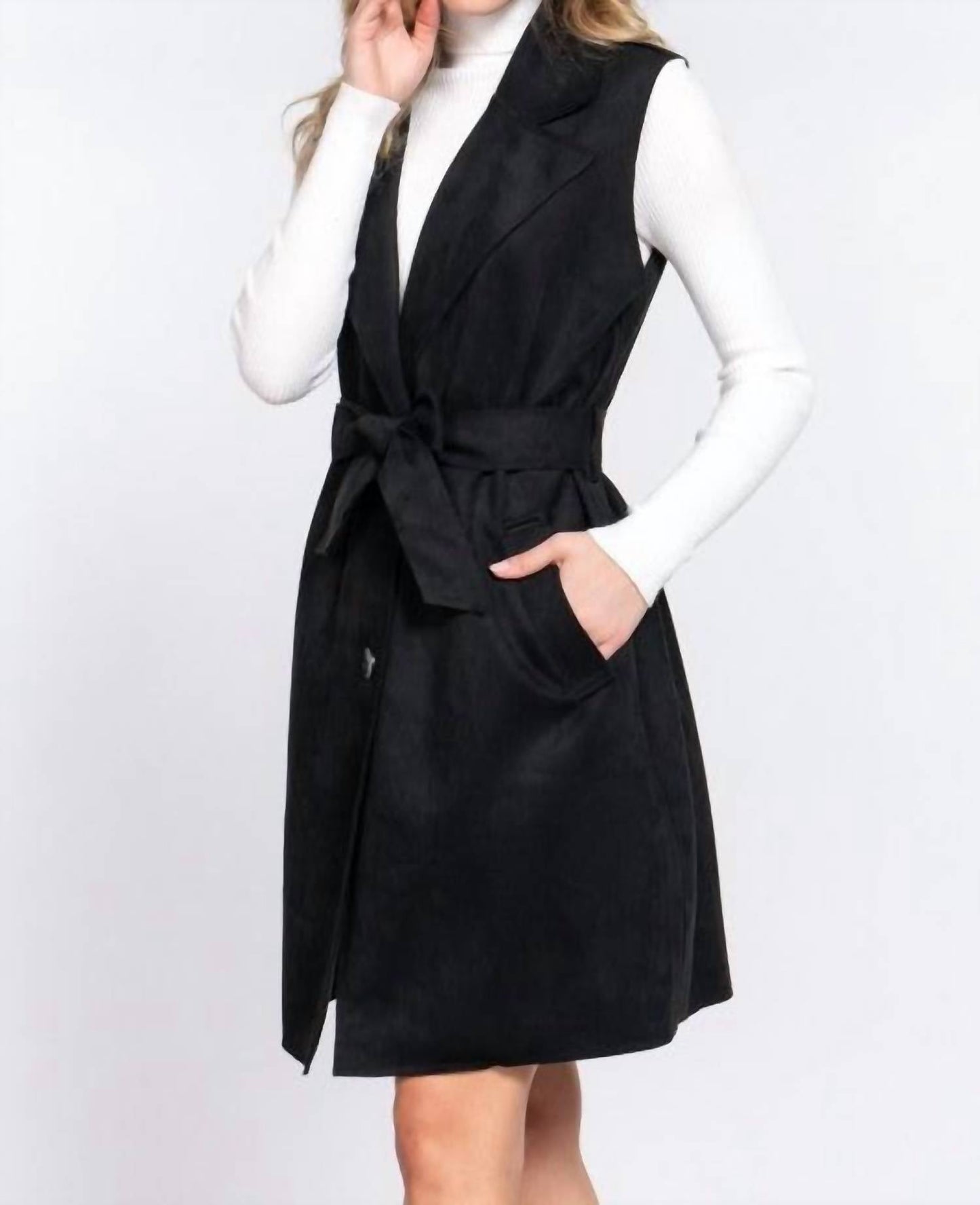 Active Basic - Belted Faux Suede Vest Dress