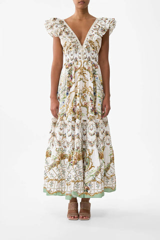 Camilla - Tiered Maxi Dress With Neck Frill