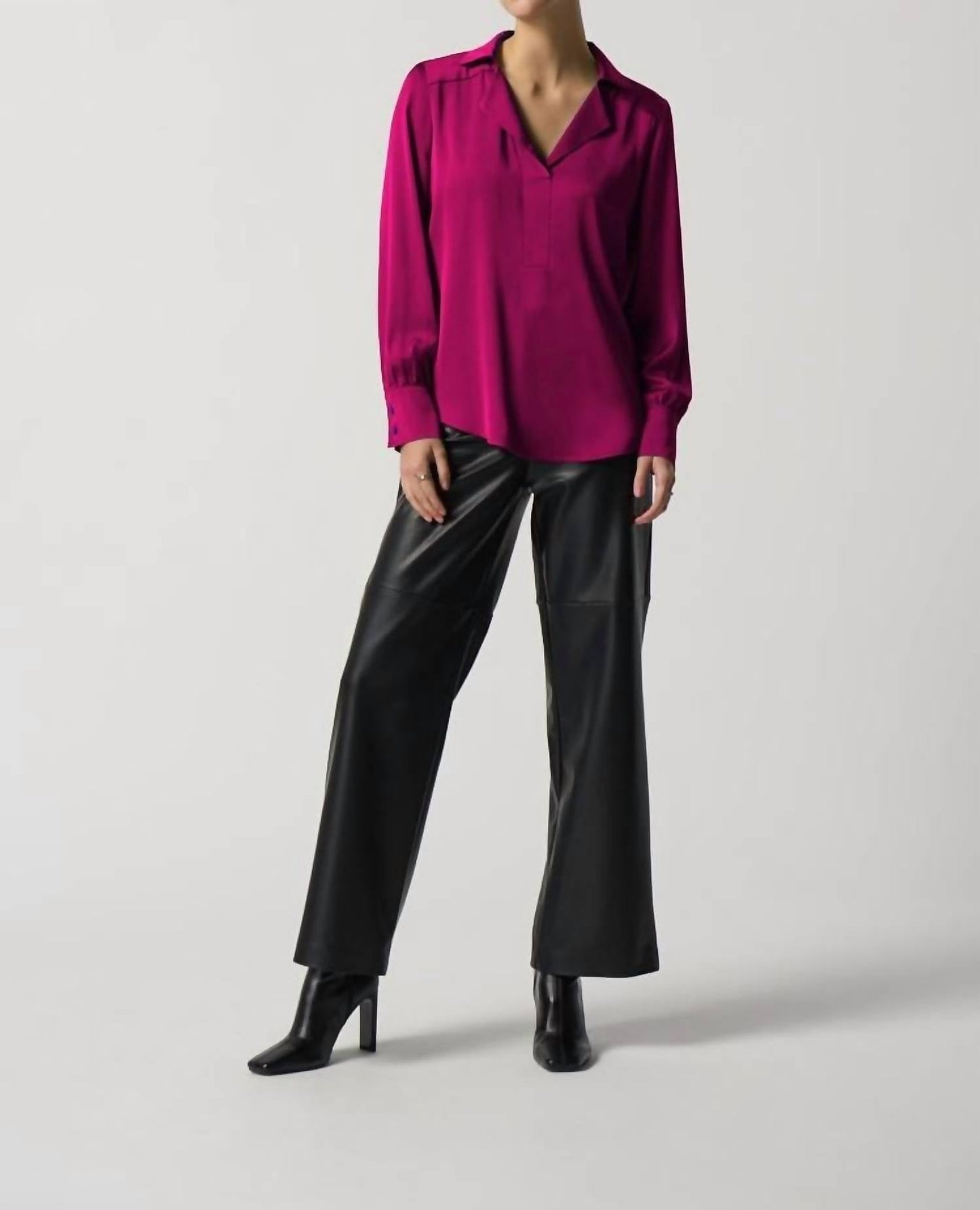 Joseph Ribkoff - Notched Collar Satin Blouse