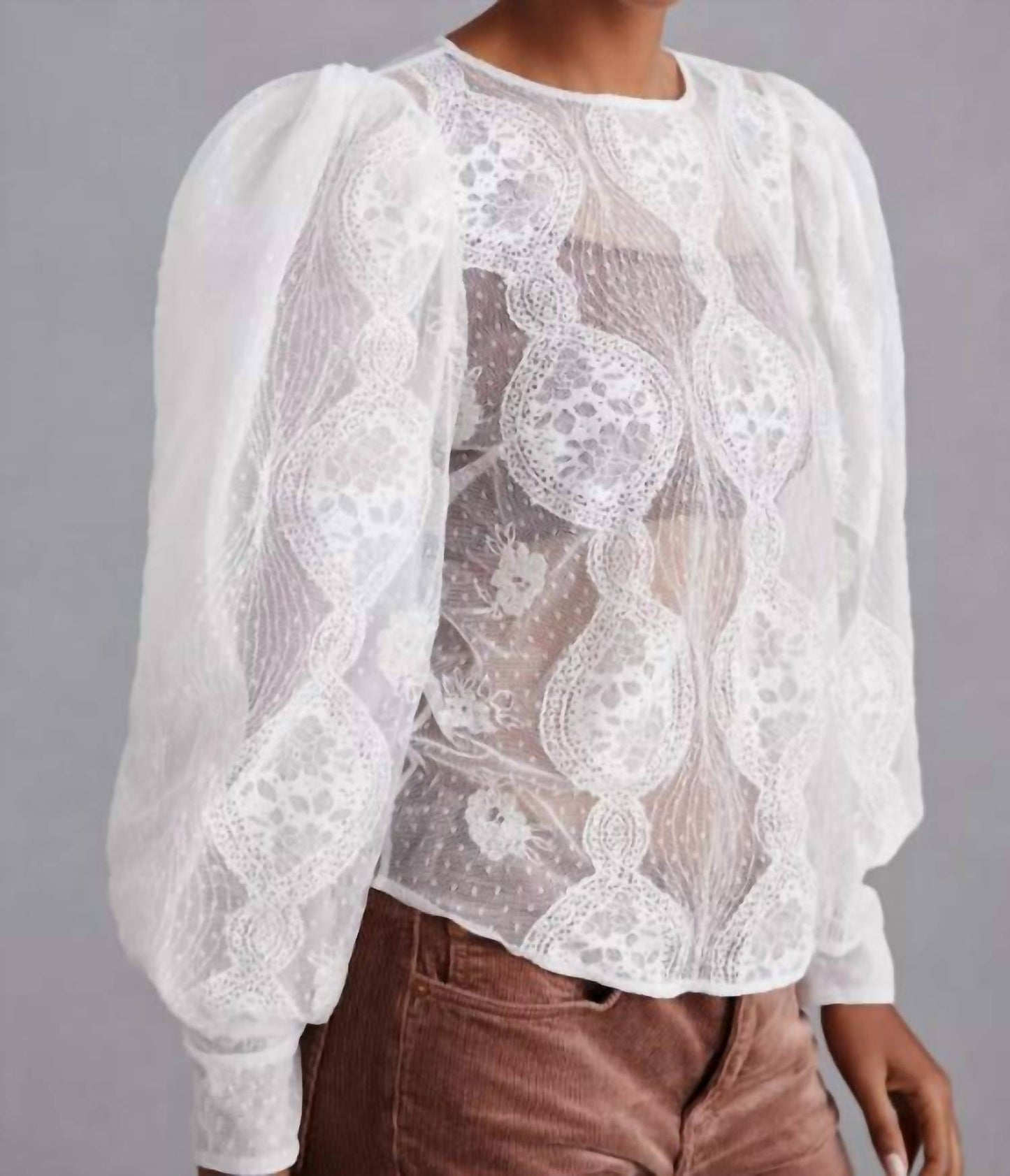 By Anthropologie - Sheer Lace Blouse