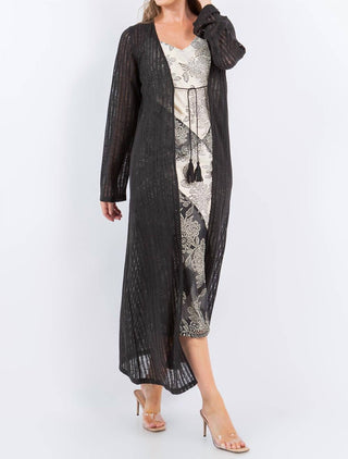 Paparazzi - Needle Out Knit Tie Front Maxi Duster