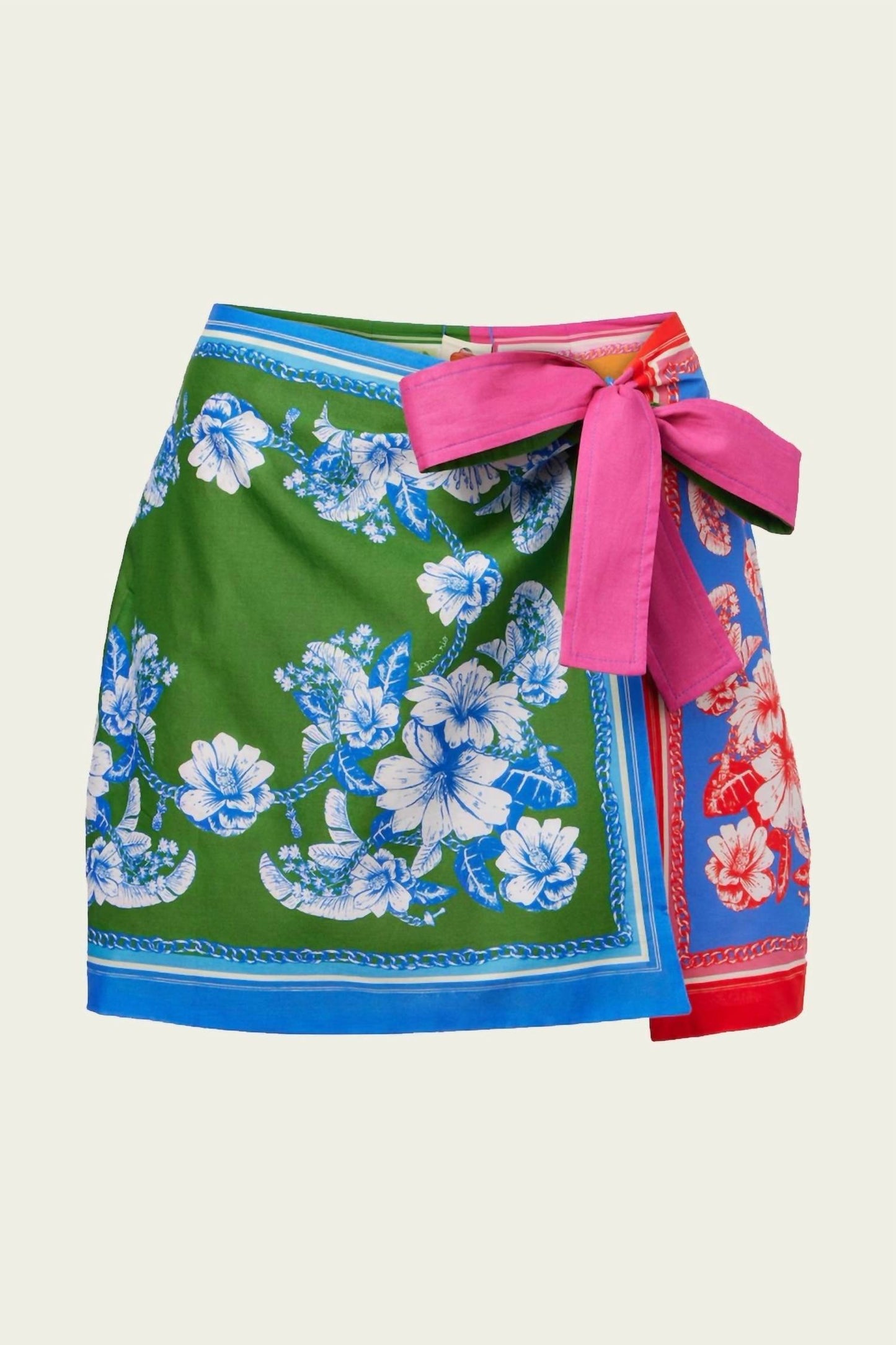 Farm Rio - Mixed Scarves Floral Elegance Mini Skirt