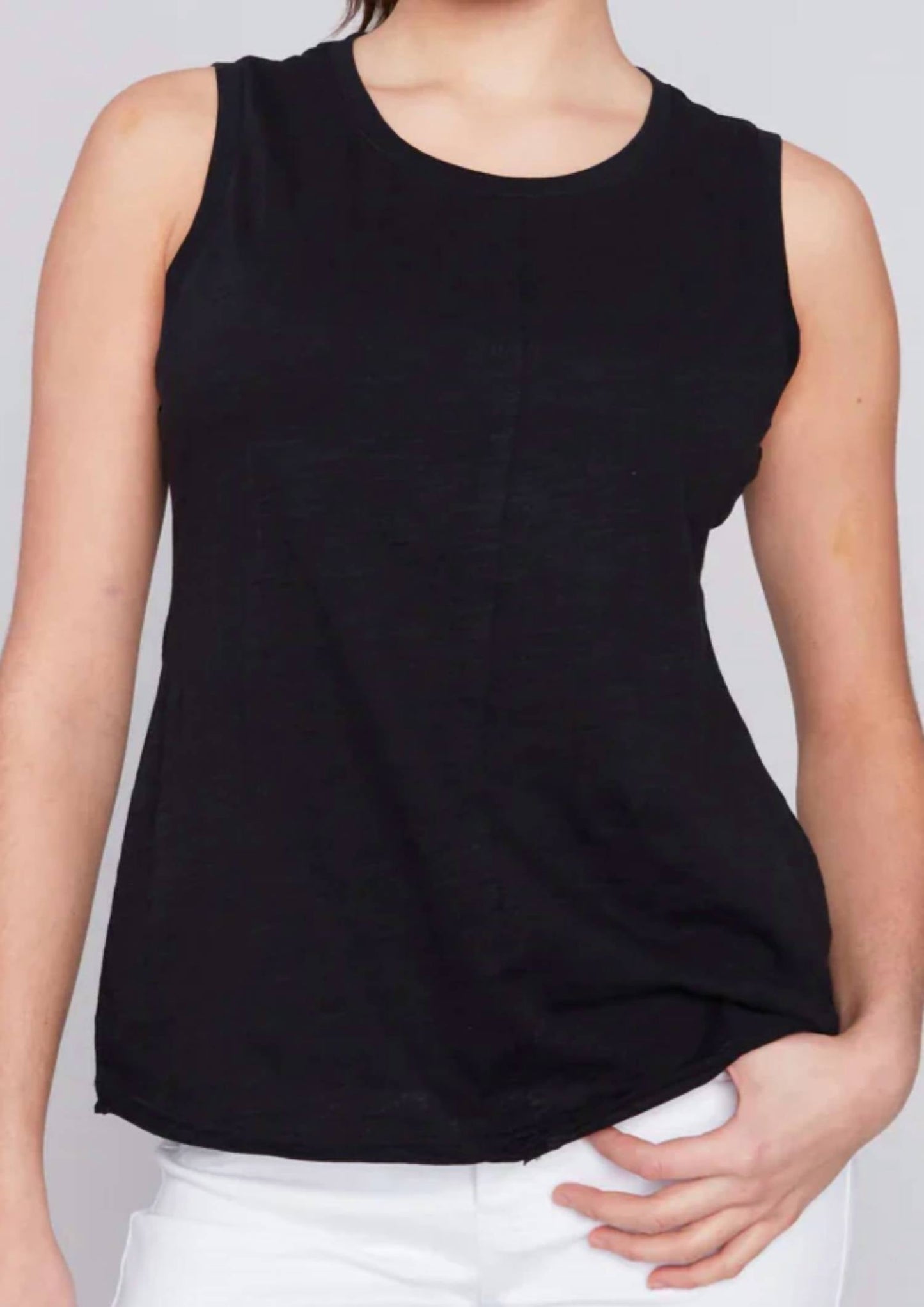 Charlie B - Round Neck Slub Sleeveless Tee