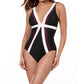 Miraclesuit - Spectra Color Block Trilogy V-Neck One Piece Swimsuit