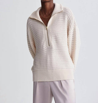 Varley - Tara Pointelle Half-zip Knit Pullover